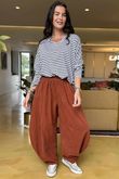 Made in Italy Cooper Needlecord Classic Barrel Leg Pant Auburn